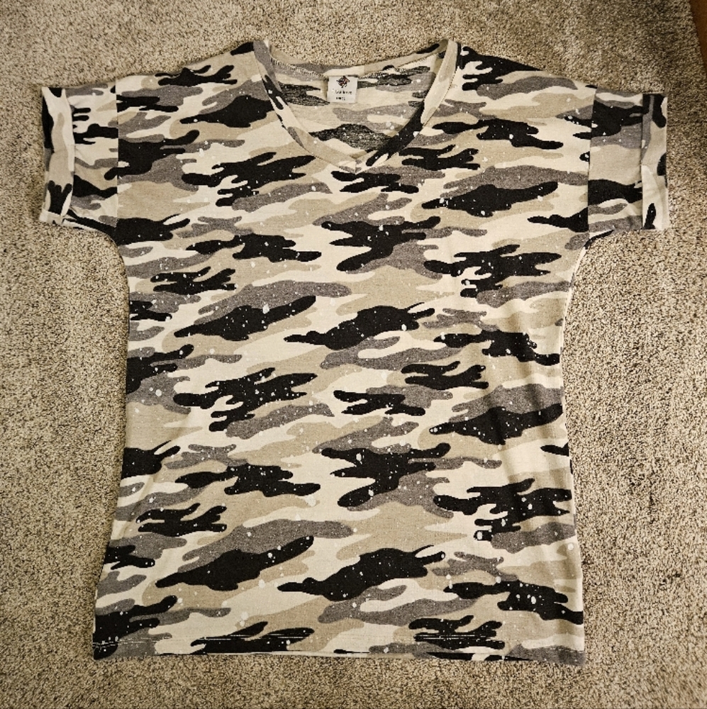 Black and Gray Short Sleeve Top